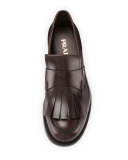 Kiltie Leather Penny Loafer W/Fringe, Brown