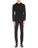 Two-Button Knit Blazer, Black