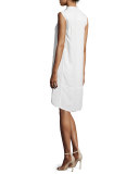 Sleeveless Flaxen Tuxedo Shirtdress