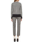 Dolman-Sleeve Cable-Trim Blouse, Black/Moon