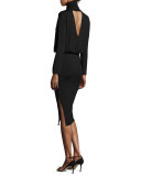 Long-Sleeve V-Cutout Jersey Dress