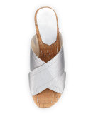 Dani Stretch Wedge Slide Sandal, Silver