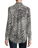 Slim Signature Animal-Print Shirt, Nature White/True Black