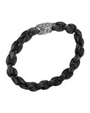 Men's Batu Classic Chain Silver and Black Agate Bracelet 