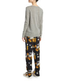 Viewpine Distressed Floral-Print Silk Pants