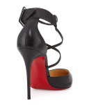 Suzanna Leather Crisscross Red Sole Pump, Black
