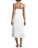 Perla Sleeveless Long Nightgown, White/Fawn