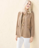 Textured Gold-Button Jacket, Sand  