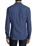 Gancio-Print Woven Sport Shirt, Navy