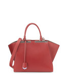 3Jours Medium Leather Satchel Bag, Red