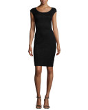 Allure Knit Scoop-Neck Cap-Sleeve Sheath Dress, Caviar