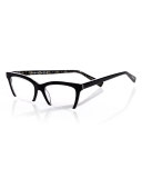 Flat Cat Semi-Rimless Cat-Eye Readers, Black/Gold