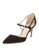 Phoebe Suede Buckle Pump, Black