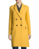 Gianna Double-Breasted Wool-Blend Coat, Mustard