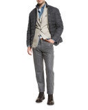 Chalk-Stripe Flannel Pants, Lead