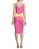 Dorcas Sleeveless Colorblock Cocktail Dress, Pink