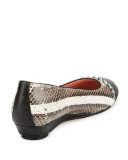 Paola Snake-Embossed Leather Ballerina