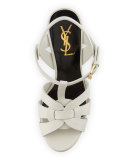 Tribute Leather 135mm Platform Sandal, Porcelain