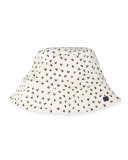 Reversible Bunny-Print Baby Bucket Hat, Gray/White