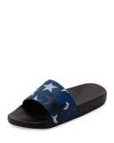 PVC Stars Rubber Slide Sandal, Light Denim
