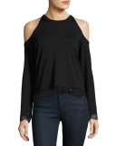 Cold-Shoulder Lace-Trim Crop Top