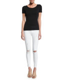 Nico Super-Skinny Distressed Ankle Jeans, White