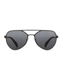 Metal Irregular Aviator Sunglasses, Gray