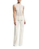 Edie Sleeveless Lace Top, White