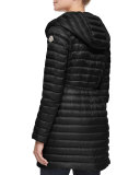 Barbel Hooded Down-Fill Knee-Length Jacket, Black