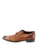 Leather Cap-Toe Derby Shoe, Brown