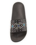 Studded Rubber Slide Sandal, Black/Blue