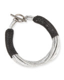 Metallic Leather Bracelet w/Monili Strands