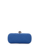 Woven Faille Large Knot Clutch Bag, Electrique Royal