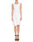 Sleeveless Tie-Waist Sheath Dress, White