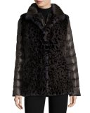 Reversible Mink Vest & Puffer Jacket, Gray Animal Print