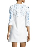 Mayflower Floral Ponte Mini Dress, White