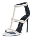 Zipper T-Strap 105mm Sandal, White