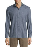 Kashmir Long-Sleeve Printed Woven Shirt, Blue