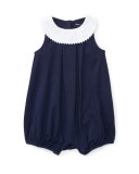 Sleeveless Pleated Jersey Overalls, Blue, Size 3-18 Months