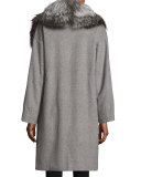 Felt Cashmere Fox-Trim Coat