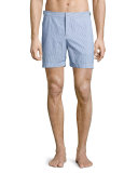 Bulldog Seersucker Swim Trunks, Navy