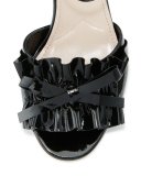 Ruffled Patent 45mm Sandal, Nero