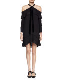 Off-The-Shoulder Halter-Neck Dress, Black