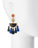 Fiesta Black Agate Tassel Earrings