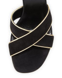 Babies Crisscross 90mm Sandal, Black/Gold