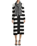 Striped Cotton Milano Long Coat 