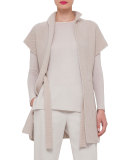 Pearl-Stitch Belted Gilet, Ranunculus