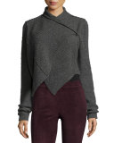 Iliana Draped Asymmetric Wool-Blend Sweater, Light Gray Melange