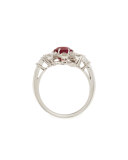 Estate Art Deco Diamond Spoke & Burma Ruby Ring, Size 5.5