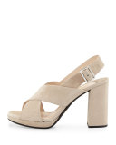 Suede Crisscross Chunky Sandal, Quarzo